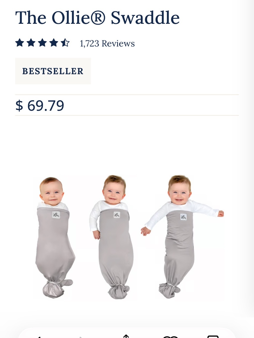 The Ollie® Baby Swaddle – Grey